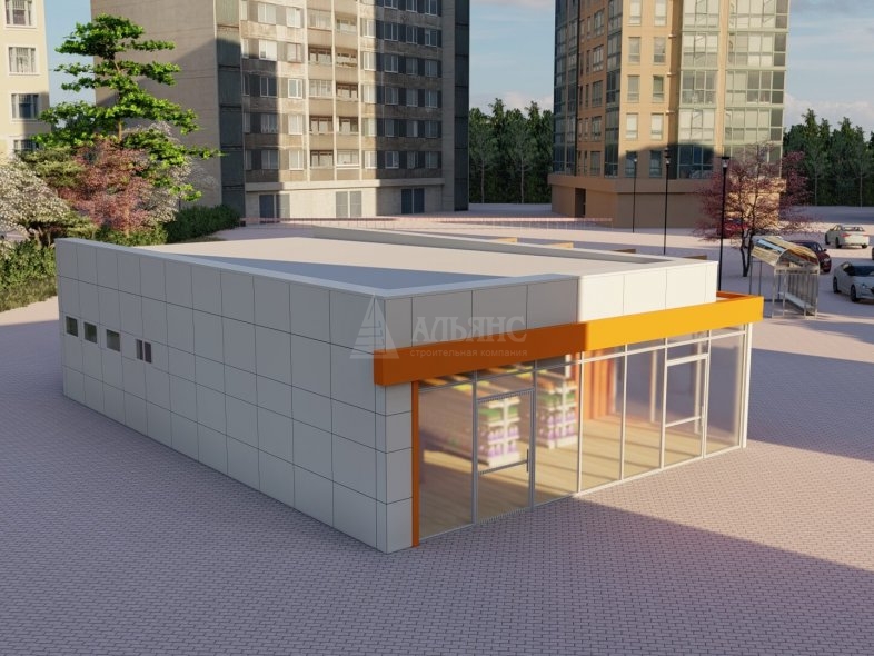 3D визуализация Магазин из сэндвич-панелей - фото 1