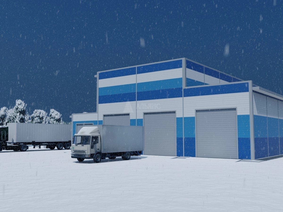 3D визуализация Грузовое СТО из сэндвич-панелей - фото 7